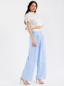 WOMEN'S SHORT SLEEVE TOP & BUTTON CLOSURE PANTS STRIPES COLORBLOCK 2PC. SET