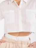 WOMEN'S SHORT SLEEVE TOP & BUTTON CLOSURE PANTS STRIPES COLORBLOCK 2PC. SET
