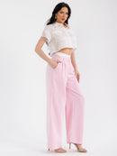 WOMEN'S SHORT SLEEVE TOP & BUTTON CLOSURE PANTS STRIPES COLORBLOCK 2PC. SET