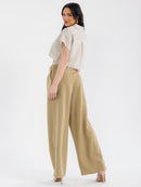 WOMEN'S SHORT SLEEVE TOP & BUTTON CLOSURE PANTS STRIPES COLORBLOCK 2PC. SET