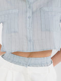 WOMEN'S SHORT SLEEVE TOP & BUTTON CLOSURE PANTS STRIPES COLORBLOCK 2PC. SET