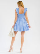 WOMEN'S SLEEVELESS FRONT POCKETS SMOCK TIERED MINI DRESS