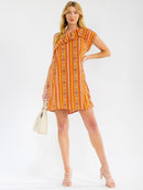 WOMEN'S ONE SHOULDER RUFFLE MULTI PRINT MINI DRESS