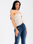 WOMEN'S SLEEVELESS FRONT TWIST MULTI SEQUINS TUBE TOP