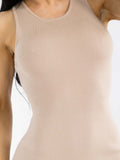 WOMEN'S SLEEVELESS SIDE SLIT BODYCON RIBBED MAXI DRESS