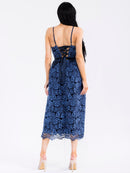 WOMEN'S SLEEVELESS BACK LACE UP CROCHET MAXI DRESS