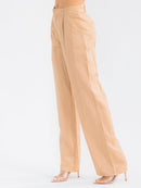 WOMEN'S BUTTON CLOSURE POCKETS STRAIGHT LEG PANTS