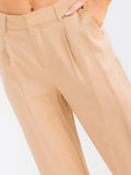 WOMEN'S BUTTON CLOSURE POCKETS STRAIGHT LEG PANTS