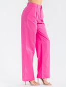 WOMEN'S BUTTON CLOSURE POCKETS STRAIGHT LEG PANTS