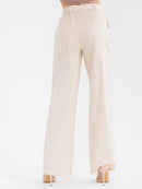 WOMEN'S BUTTON CLOSURE POCKETS STRAIGHT LEG PANTS