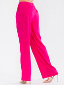 WOMEN'S BUTTON CLOSURE POCKETS STRAIGHT LEG PANTS