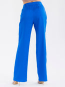WOMEN'S BUTTON CLOSURE POCKETS STRAIGHT LEG PANTS
