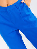 WOMEN'S BUTTON CLOSURE POCKETS STRAIGHT LEG PANTS