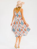 WOMEN'S SLEEVELESS V-NECK FLORAL MIDI DRESS