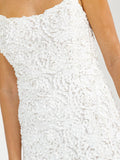 WOMEN'S SLEEVELESS FRONT SLIT FLORAL DETAILED MIDI DRESS