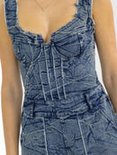 WOMEN'S SLEEVELESS POCKETS STRAIGHT LEG STRETCH DENIM WASHED JUMSUIT