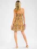 WOMEN'S SLEEVELESS V-NECK TIERED FLORAL MINI DRESS