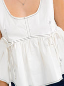 WOMEN'S SLEEVELESS STRETCH DENIM PEPLUM TOP