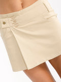 WOMEN'S ZIP UP DETAILED STRETCH DENIM MINI SKORT