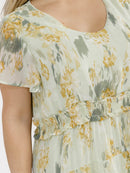 PLUS SIZE SHORT SLEEVE V-NECK ELASTIC WAIST FLORAL MINI DRESS