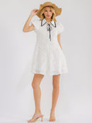 WOMEN'S SHORT SLEEVE TRIM DETAILED MINI DRESS