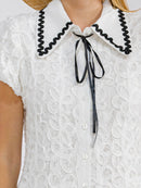 WOMEN'S SHORT SLEEVE TRIM DETAILED MINI DRESS