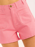 WOMEN'S BUTTON CLOSURE POCKETS DENIM MINI SHORTS