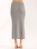 WOMEN'S ELASTIC WAIST RIBBED MAXI SKIRT