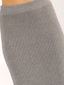 WOMEN'S ELASTIC WAIST RIBBED MAXI SKIRT