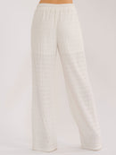 WOMEN'S ELASTIC WAIST FRONT POCKETS WIDE LEG PANTS