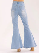 WOMEN'S ZIP UP WASHED BELL BOTTOM PANTS