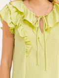 WOMEN'S SLEEVELESS RUFFLE V-NECK BLOUSE
