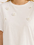 WOMEN'S SHORT SLEEVE SEQUINS DETAILED T-SHIRT