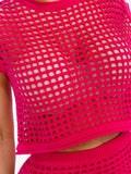 WOMEN'S SHORT SLEEVE TOP & ELASTIC WAIST MAXI SKIRT CROCHET 2PC. SET
