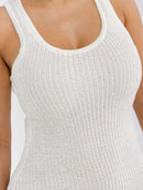 WOMEN'S SLEEVELESS BODYCON CROCHET SEQUINS MIDI DRESS