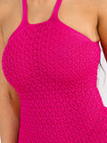 WOMEN'S SLEEVELESS SIDE SLIT BODYCON CROCHET MINI DRESS