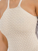 WOMEN'S SLEEVELESS SIDE SLIT BODYCON CROCHET MINI DRESS