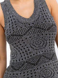 WOMEN'S SLEEVELESS BODYCON CROCHET MIDI DRESS