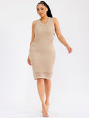 WOMEN'S SLEEVELESS BODYCON CROCHET MIDI DRESS