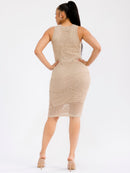 WOMEN'S SLEEVELESS BODYCON CROCHET MIDI DRESS