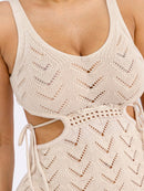 WOMEN'S SLEEVELESS BODYCON CROCHET CUT OUT MAXI DRESS
