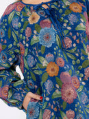 PLUS SIZE LONG SLEEVE FRONT FRONT POCKETS FLORAL PRINT MINI DRESS