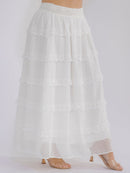PLUS SIZE ELASTIC WAIST RUFFLE TIERED SWISS DOTS MAXI SKIRT