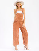 WOMEN'S SLEEVELESS POCKETS STRAIGHT LEG CORDUROY OVERALL