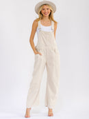WOMEN'S SLEEVELESS POCKETS STRAIGHT LEG CORDUROY OVERALL