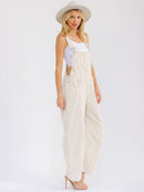 WOMEN'S SLEEVELESS POCKETS STRAIGHT LEG CORDUROY OVERALL