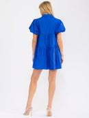 WOMEN'S SHORT SLEEVE V-NECK FRONT POCKETS GRAPHIC SEQUINS LOOSE FIT MINI DRESS