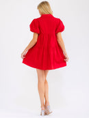 WOMEN'S SHORT SLEEVE V-NECK FRONT POCKETS GRAPHIC SEQUINS LOOSE FIT MINI DRESS
