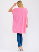 WOMEN'S SHORT SLEEVE SEQUINS GRAPHIC HIGH-LOW OVERSIZED TOP