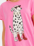WOMEN'S SHORT SLEEVE SEQUINS GRAPHIC HIGH-LOW OVERSIZED TOP